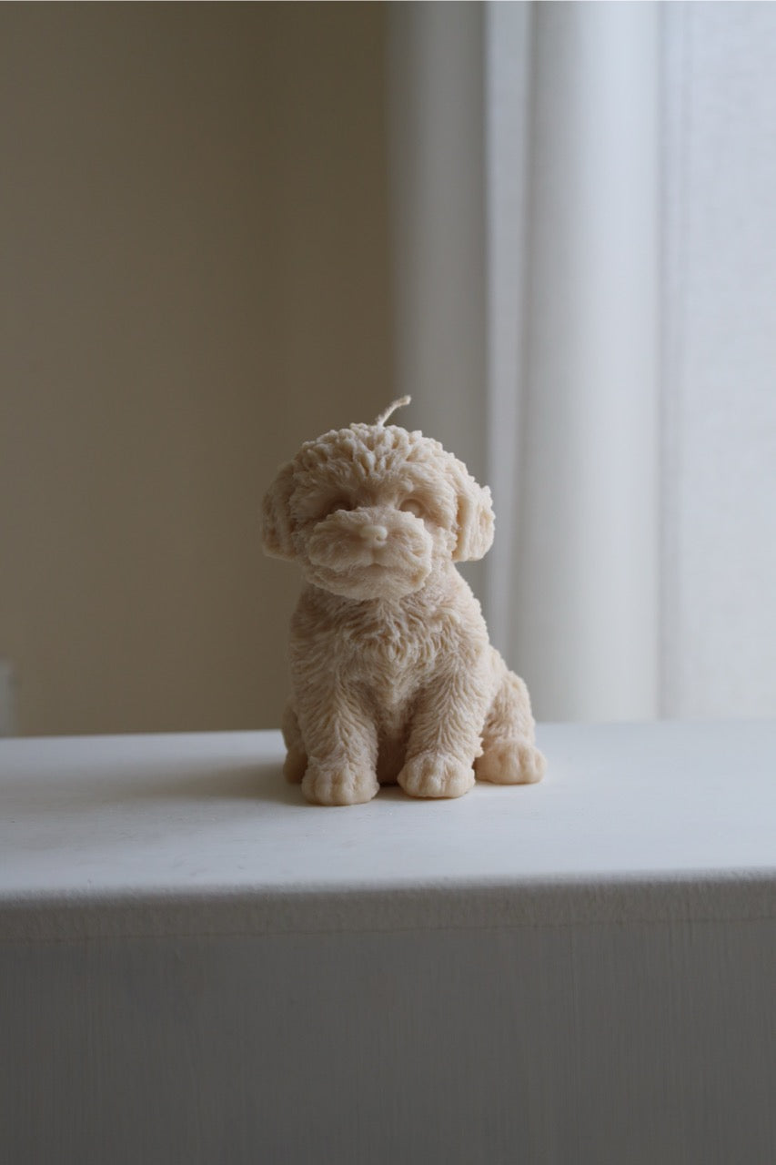 Kerze „Dog“ – handgegossen aus Rapswachs, treu & stilvoll