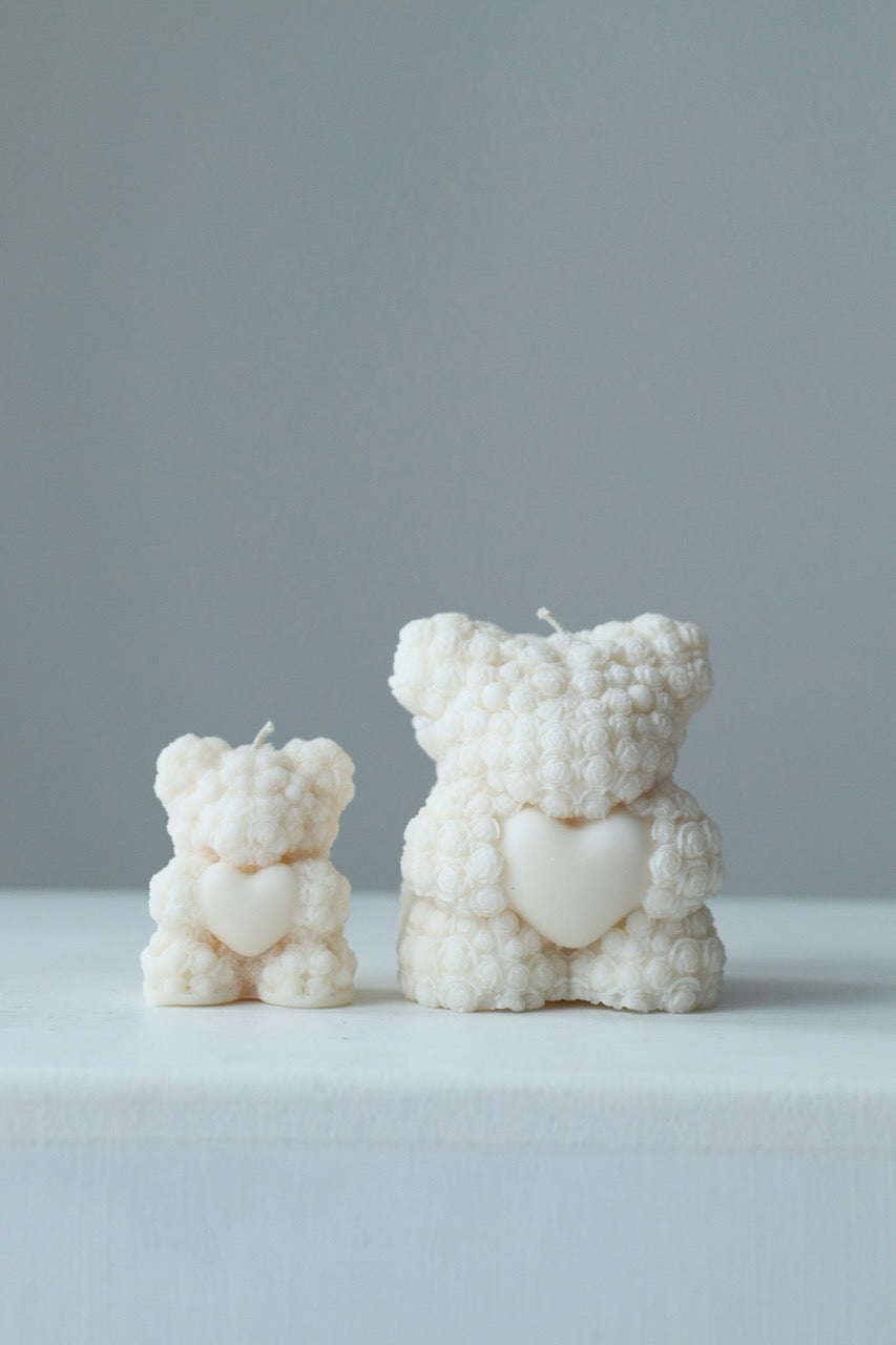 Kerze "Teddy" - handgegossen aus Rapswachs