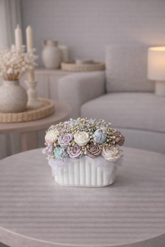 Kerzenstrauß "Blossom" handgegossen aus Rapswachs und Raysin