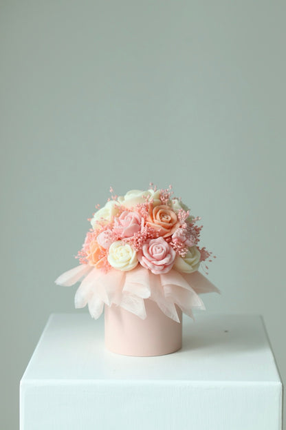 Kerzenstrauß "Peach Blossom" - handgegossen aus Rapswachs