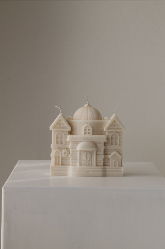 Kerze "Schloss" - handgegossen aus Rapswachs