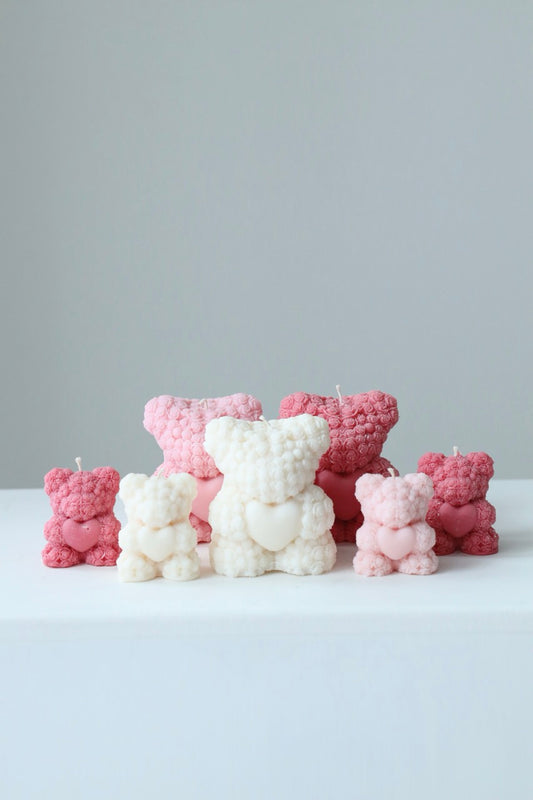 Kerze "Teddy" - handgegossen aus Rapswachs