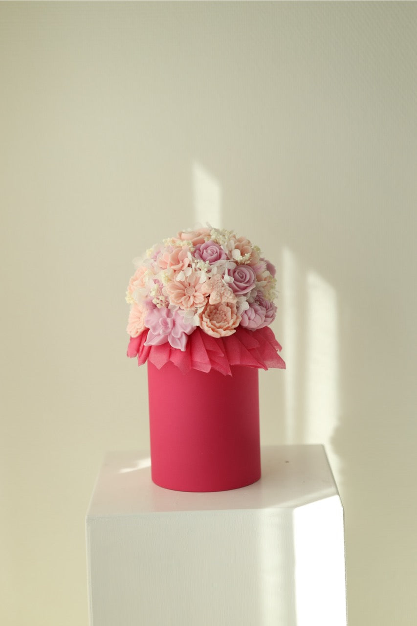 Kerzenstrauß "Fuchsia Bloom" - handgegossen aus Rapswachs
