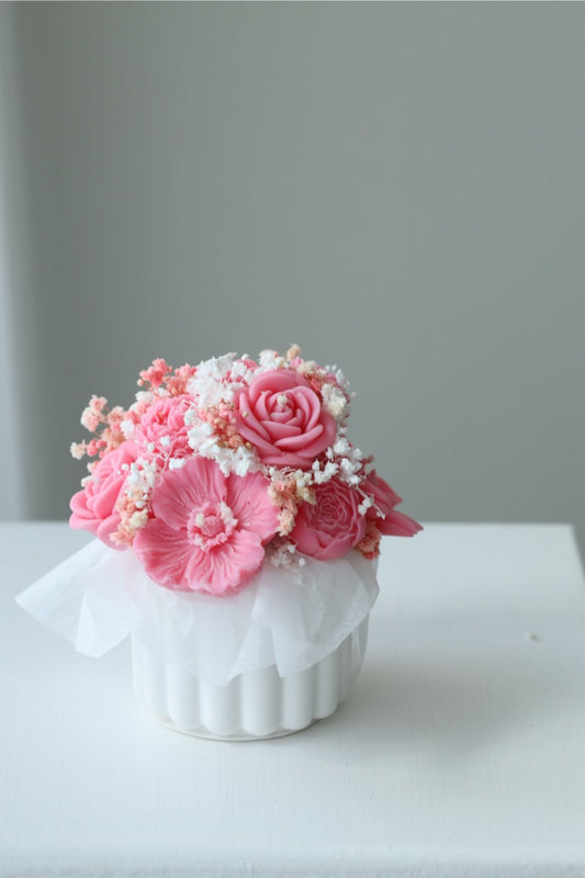 Kerzenstrauß "petite pink" - handgegossen aus Rapswachs