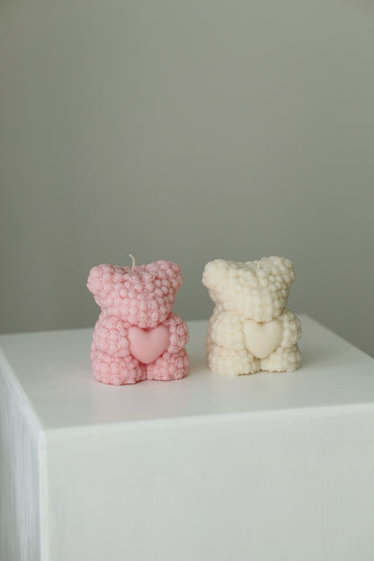 Kerze "Teddy" - handgegossen aus Rapswachs