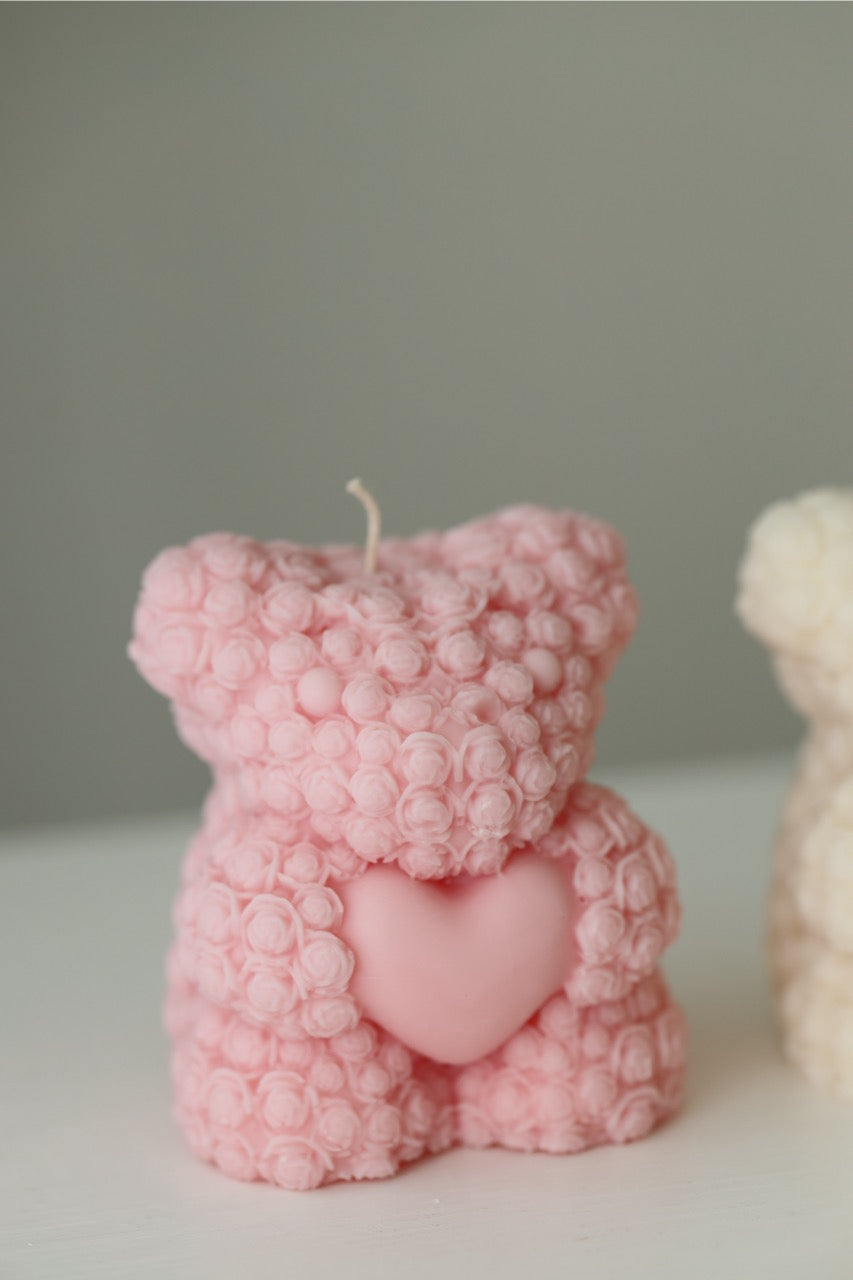Kerze "Teddy" - handgegossen aus Rapswachs